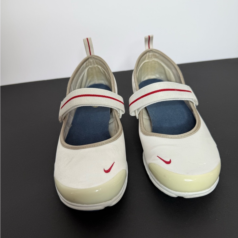 Nike Mary Jane White Sneakers with Red Accents